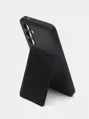 Черный кожаный чехол для Samsung Galaxy A35 (Самсунг Галакси А35), с карманом для карт