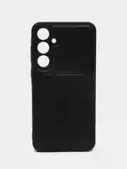 Черный кожаный чехол для Samsung Galaxy A35 (Самсунг Галакси А35), с карманом для карт