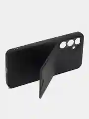 Черный кожаный чехол для Samsung Galaxy A35 (Самсунг Галакси А35), с карманом для карт