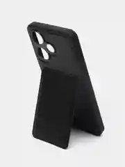 Черный кожаный чехол для Infinix HOT 30i (Инфиникс Хот 30 ай), с карманом для карт