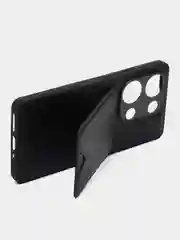 Черный кожаный чехол для Xiaomi Redmi Note 13 Pro 4G/Poco M6 Pro 4G, с карманом для карт