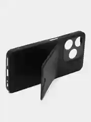 Черный кожаный чехол для Tecno Spark 10 / 10C (Техно Спарк 10С), с карманом для карт