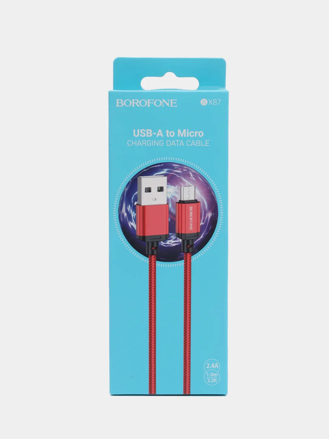 Кабель зарядки для iPhone и Android, Borofone bx87, Micro-USB/ Lightning, в тканевой оплетке