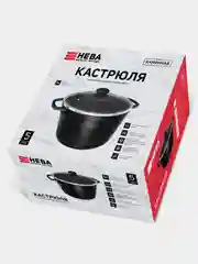 Кастрюля индукционная Нева Металл Посуда, 5л, чёрный гранит, со стеклянной крышкой