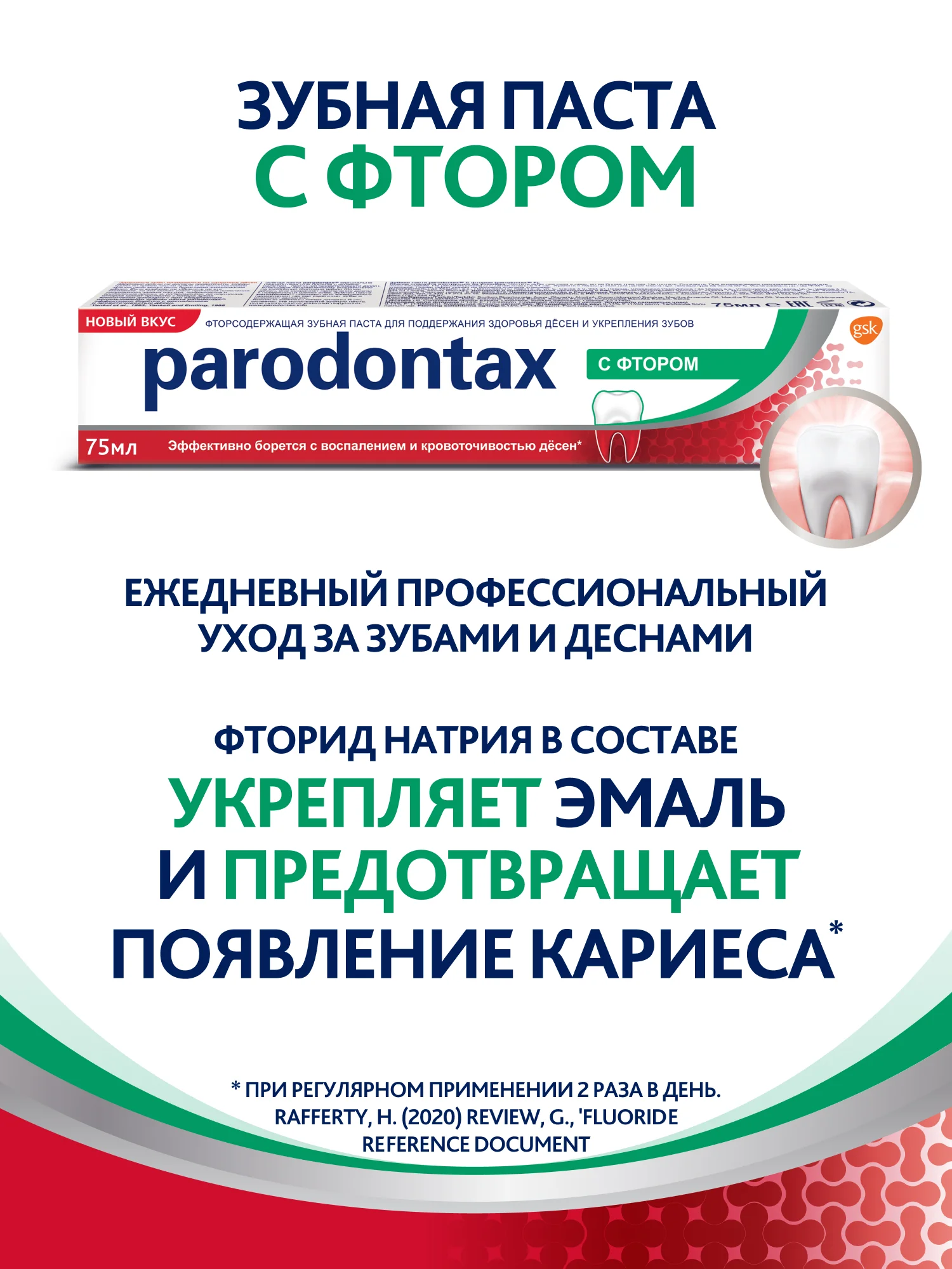 Зубная паста parodontax с Фтором от воспаления и кровоточивости десен, 75 мл