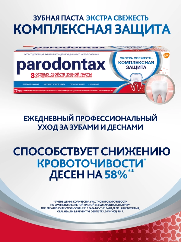 Зубная паста parodontax Комплексная Защита от воспаления и кровоточивости, 75 мл