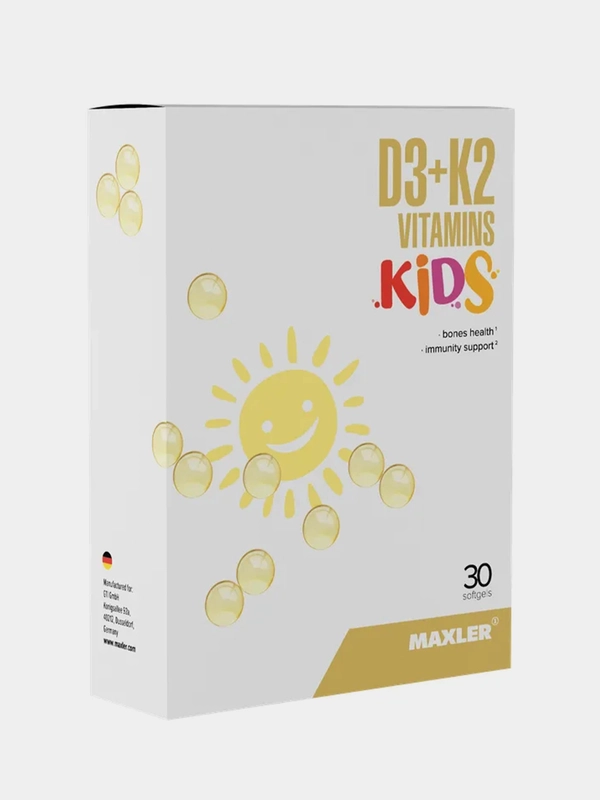 Витаминный комплекс Maxler D3 + K2 Vitamins, для детей, 30 софтгелевых капсул