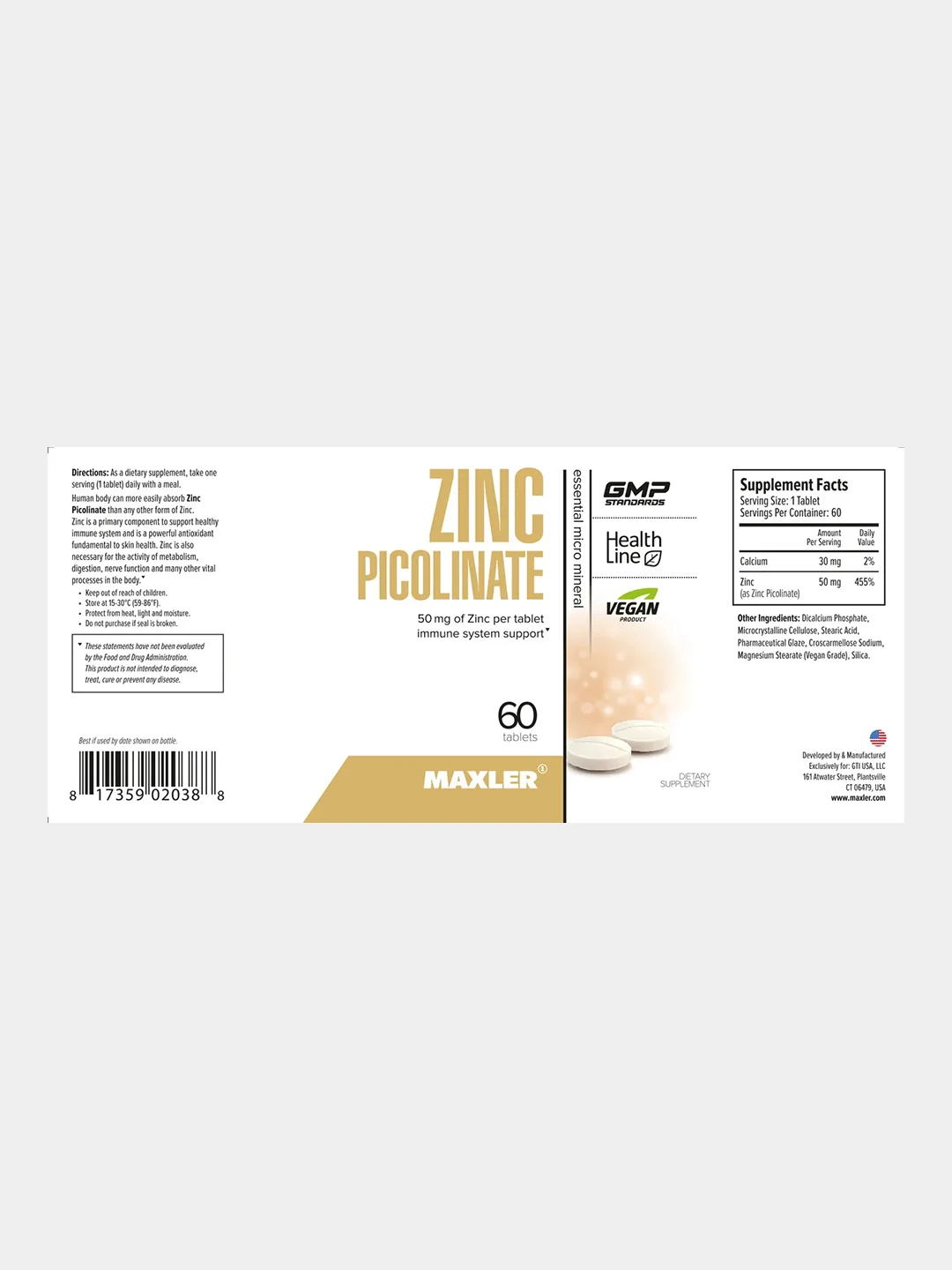 БАД Maxler Zinc Picolinate, 50 мг, 60 таблеток