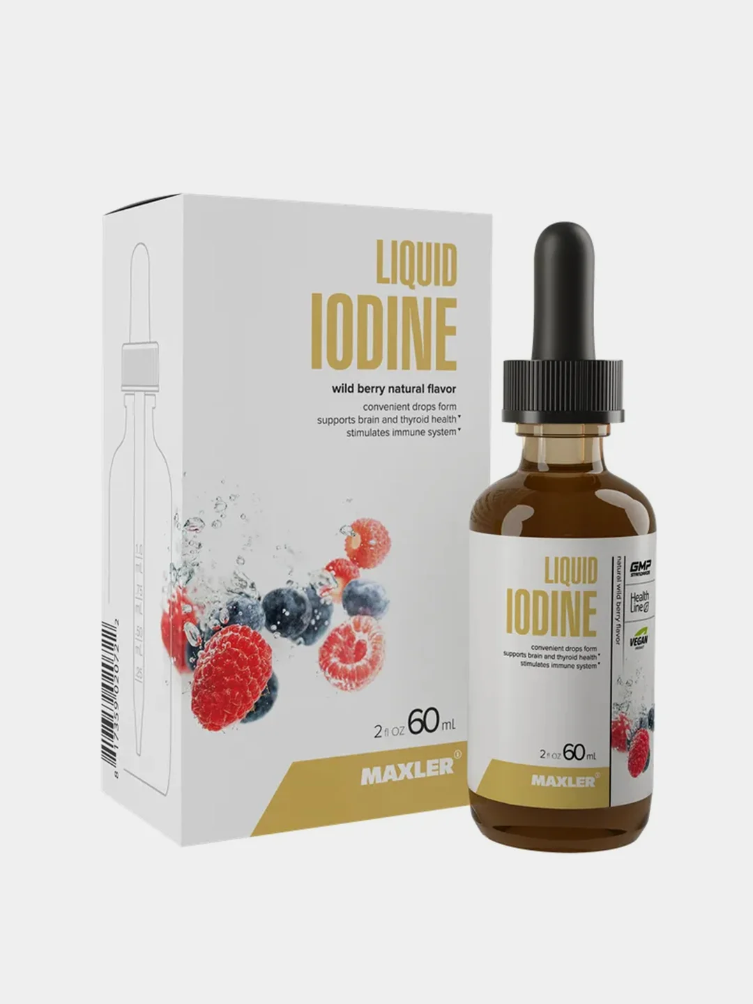 БАД Maxler Liquid Iodine, йод жидкий, в каплях, вкус лесные ягоды, 60 мл