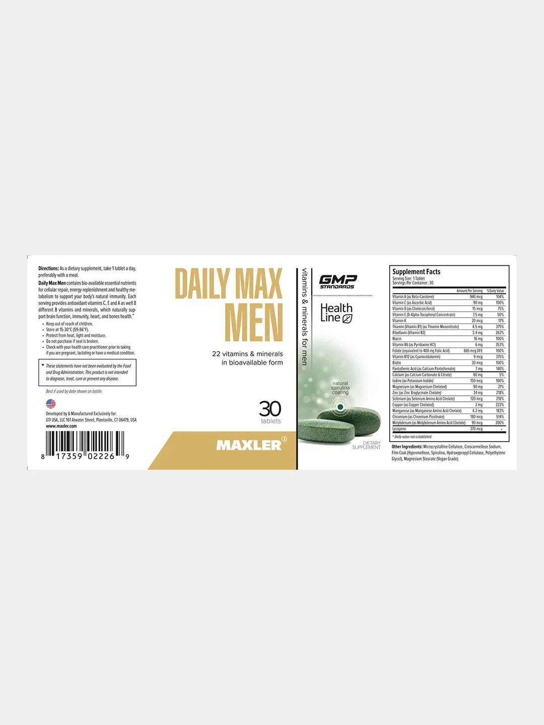 Витаминно-минеральный комплекс Maxler Daily Max Men, для мужчин, 30 таблеток