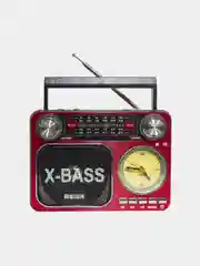 Красный радиоприемник Meier M-36BT с часами, фонариком и Bluetooth