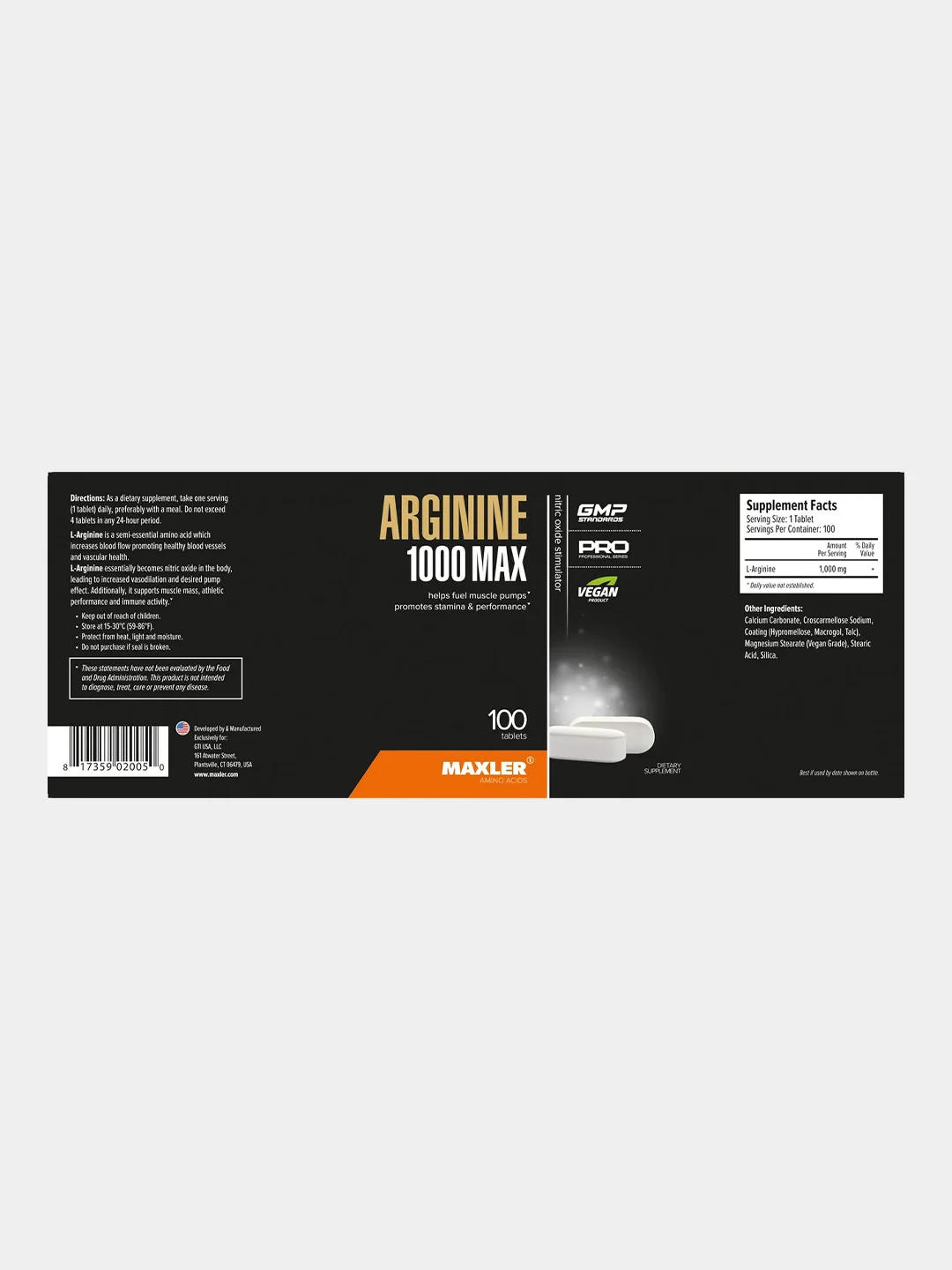 Аминокислота Maxler Arginine 1000 MAX, 100 таблеток