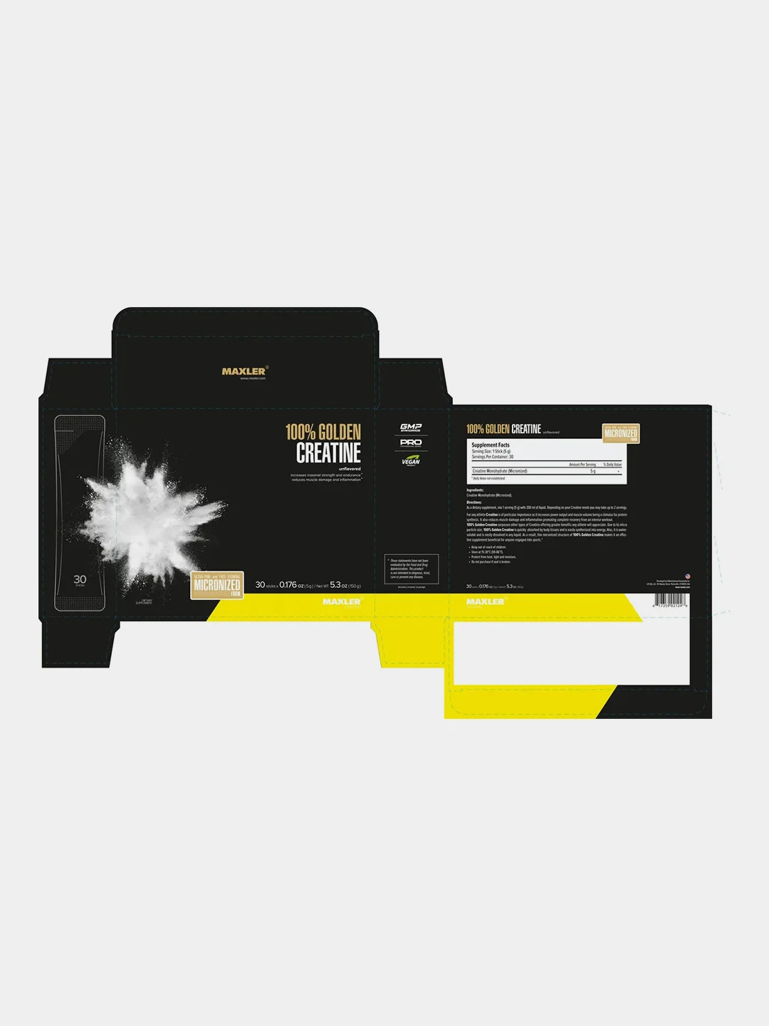 Креатин Maxler Golden Micronized Creatine, 30 стиков по 5 г