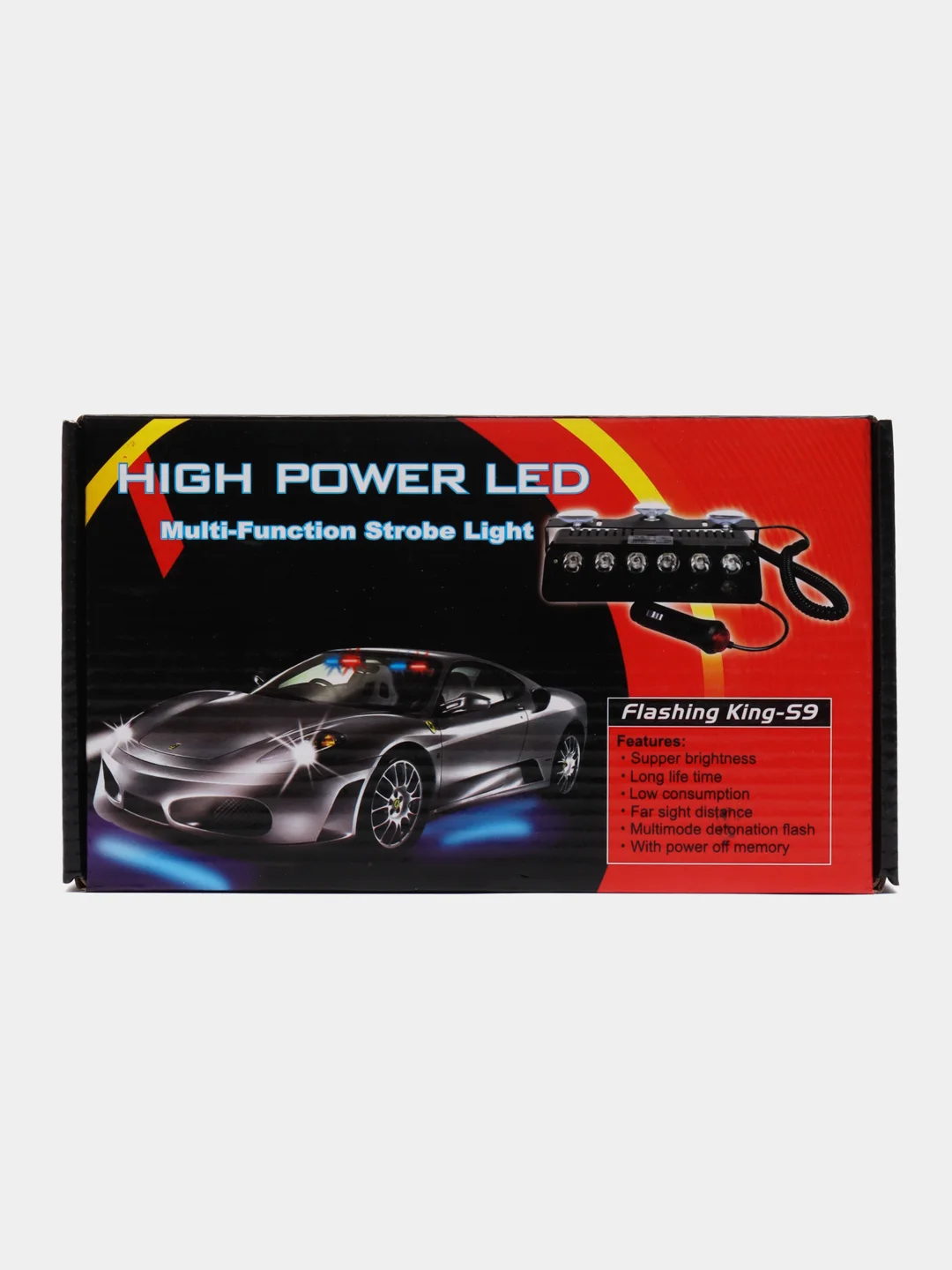 Стробоскоп красно-синий под лобовое стекло, 16 режимов, 12V, вспышки ФСО