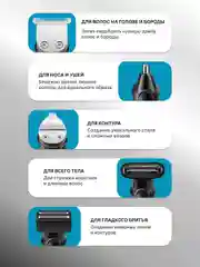 Лазурный триммер для стрижки и бритья 5 в 1, универсальный, 19 регулировок длины