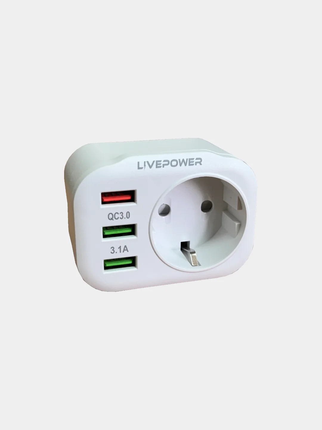 Белый розетка сетевая LP NS2 с 2 USB + 1 USB QC3.0, мощностью 38W