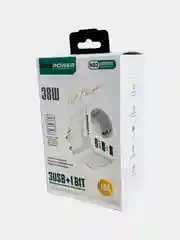 Белый розетка сетевая LP NS2 с 2 USB + 1 USB QC3.0, мощностью 38W