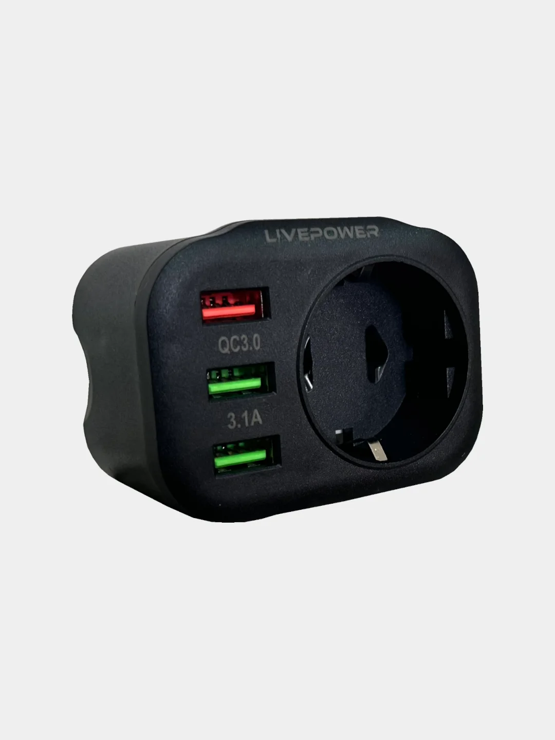 Черный розетка сетевая LP NS2 с 2 USB + 1 USB QC3.0, мощностью 38W