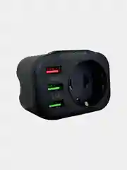Черный розетка сетевая LP NS2 с 2 USB + 1 USB QC3.0, мощностью 38W
