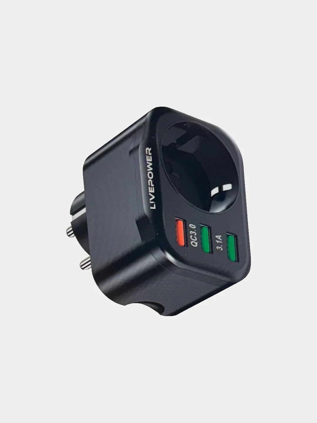 Черный розетка сетевая LP NS2 с 2 USB + 1 USB QC3.0, мощностью 38W