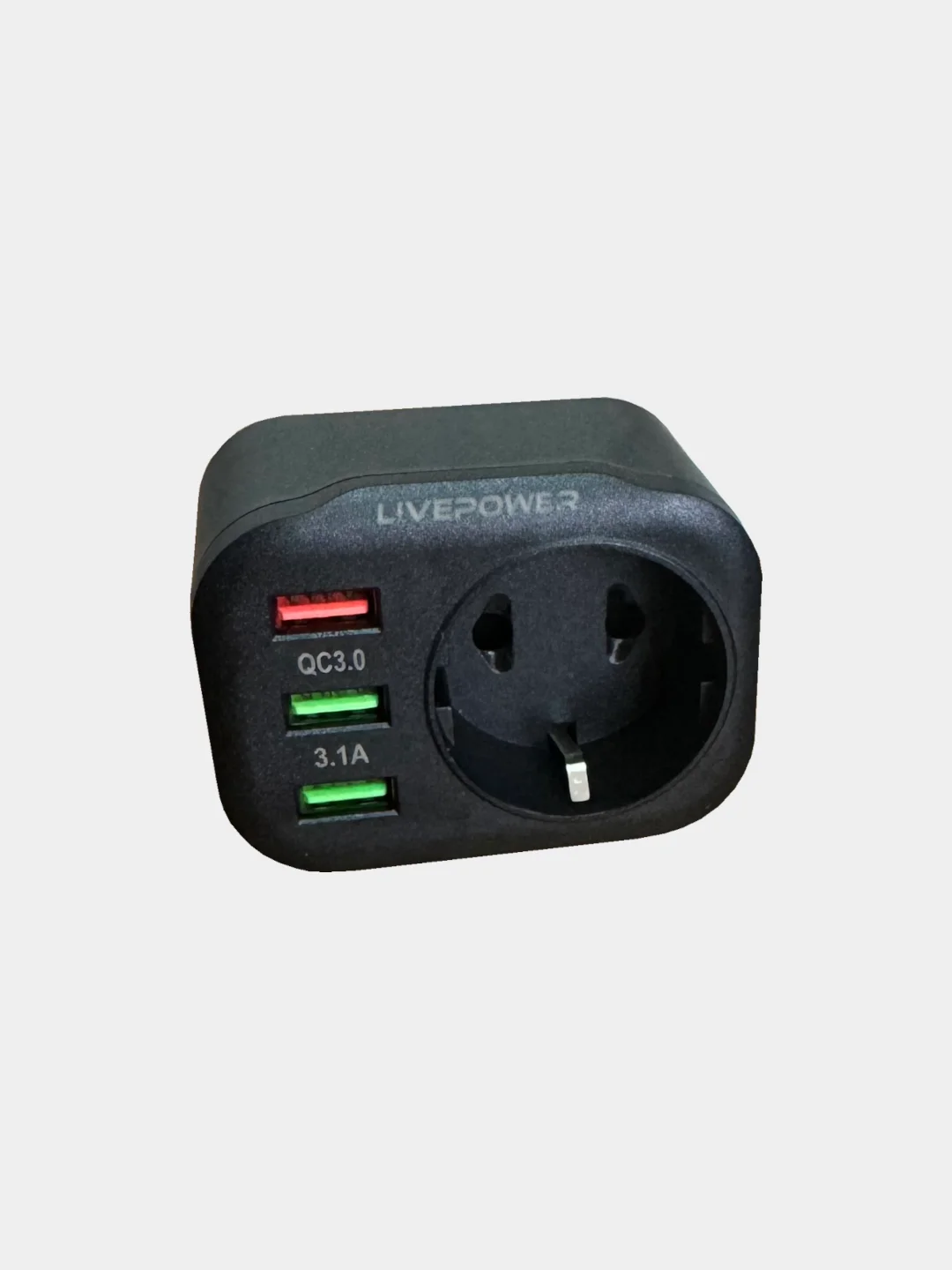 Черный розетка сетевая LP NS2 с 2 USB + 1 USB QC3.0, мощностью 38W