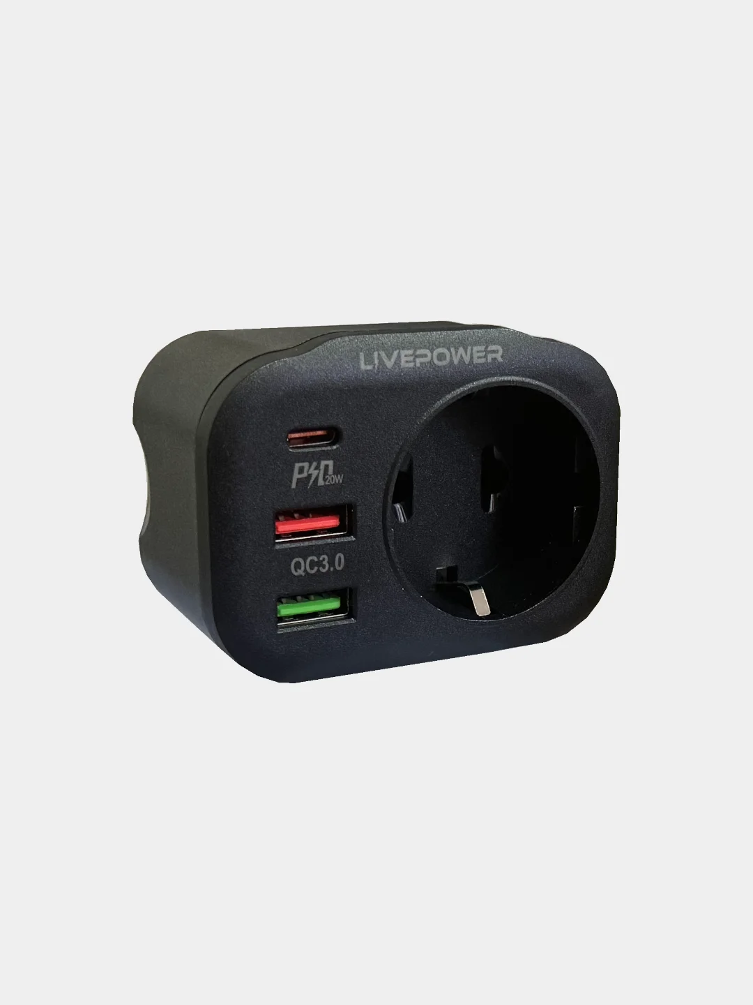 Черный розетка сетевая LP NS3 с 1 USB + 1 USB QC3.0 + разъём Type-C с быстрой зарядкой 38W