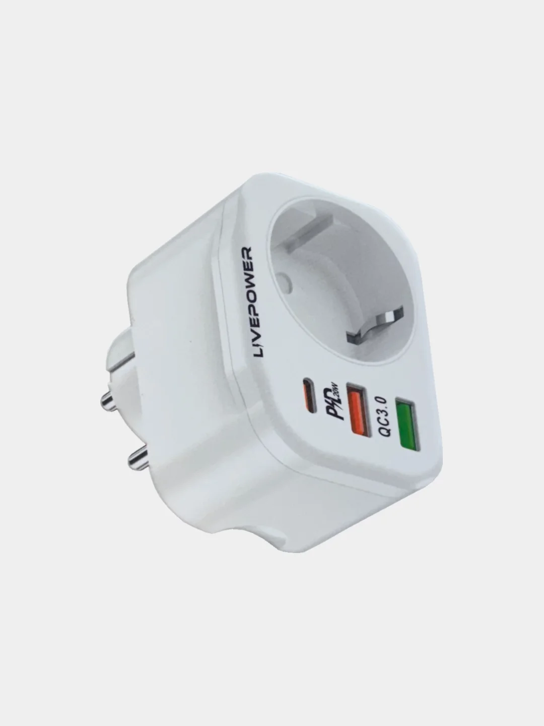 Белый розетка сетевая LP NS3 с 1 USB + 1 USB QC3.0 + разъём Type-C с быстрой зарядкой 38W