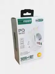 Белый розетка сетевая LP NS3 с 1 USB + 1 USB QC3.0 + разъём Type-C с быстрой зарядкой 38W
