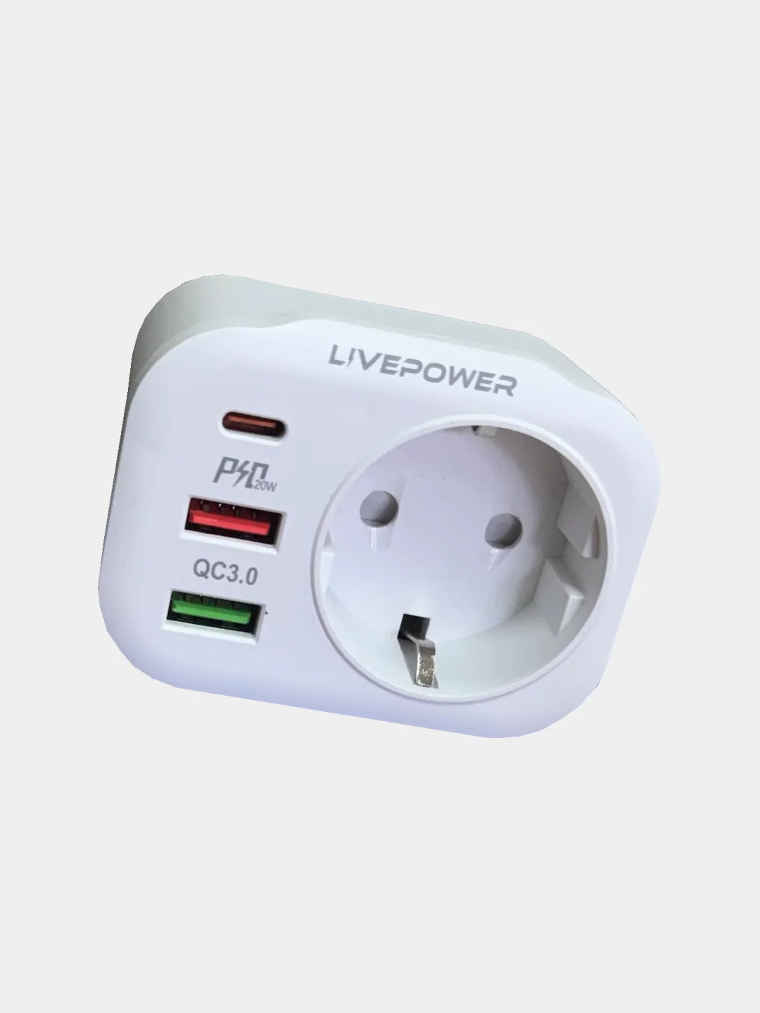 Белый розетка сетевая LP NS3 с 1 USB + 1 USB QC3.0 + разъём Type-C с быстрой зарядкой 38W