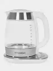 Чайник Hyundai HYK-G4033, 1.7л, 2200Вт, белый/серебристый
