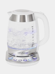 Чайник Hyundai HYK-G4033, 1.7л, 2200Вт, белый/серебристый