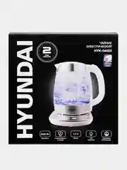 Чайник Hyundai HYK-G4033, 1.7л, 2200Вт, белый/серебристый
