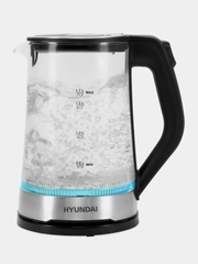 Чайник Hyundai HYK-G3401, 1.7л, 2200Вт, черный/серебристый