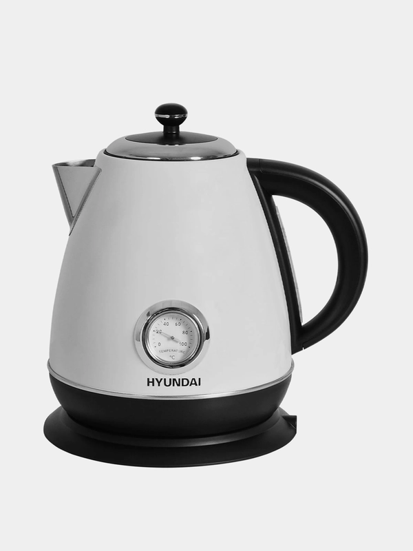 Чайник Hyundai HYK-S4502, 1.7л, 2200Вт, жемчужный/черный