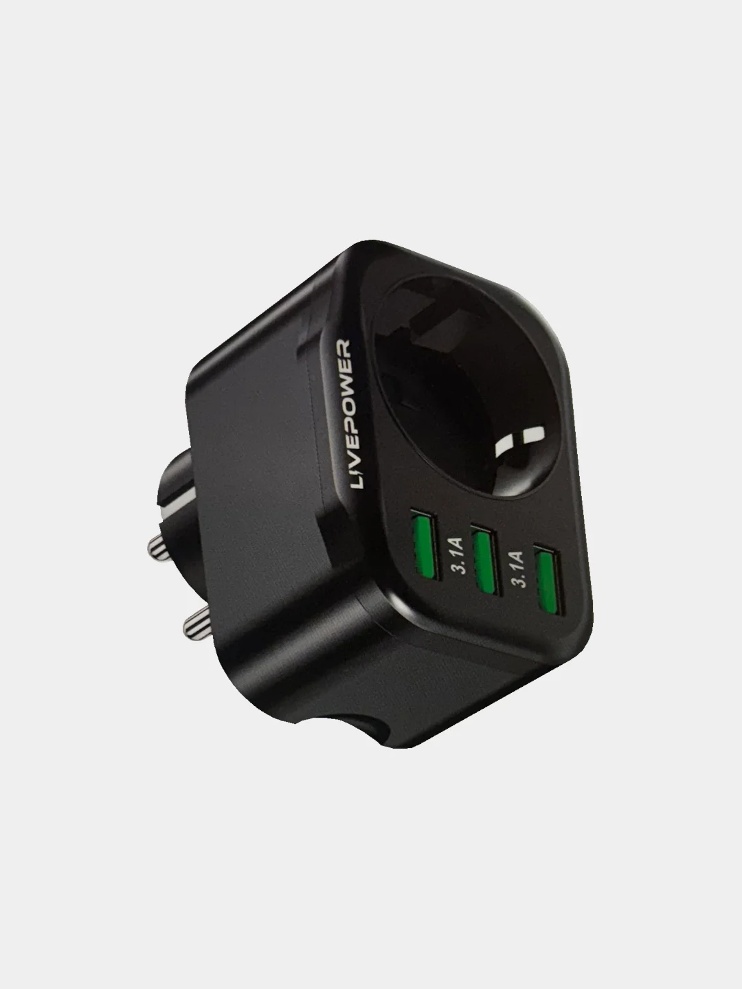 Черный розетка сетевая LP HS1 с 3 USB, мощностью 30W