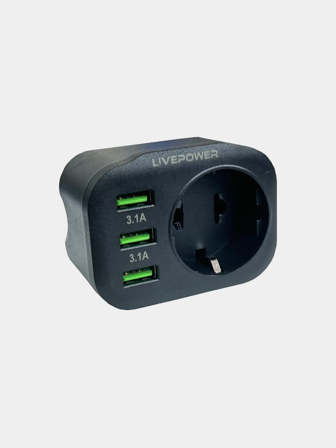 Черный розетка сетевая LP HS1 с 3 USB, мощностью 30W
