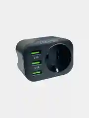 Черный розетка сетевая LP HS1 с 3 USB, мощностью 30W