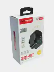 Черный розетка сетевая LP HS1 с 3 USB, мощностью 30W