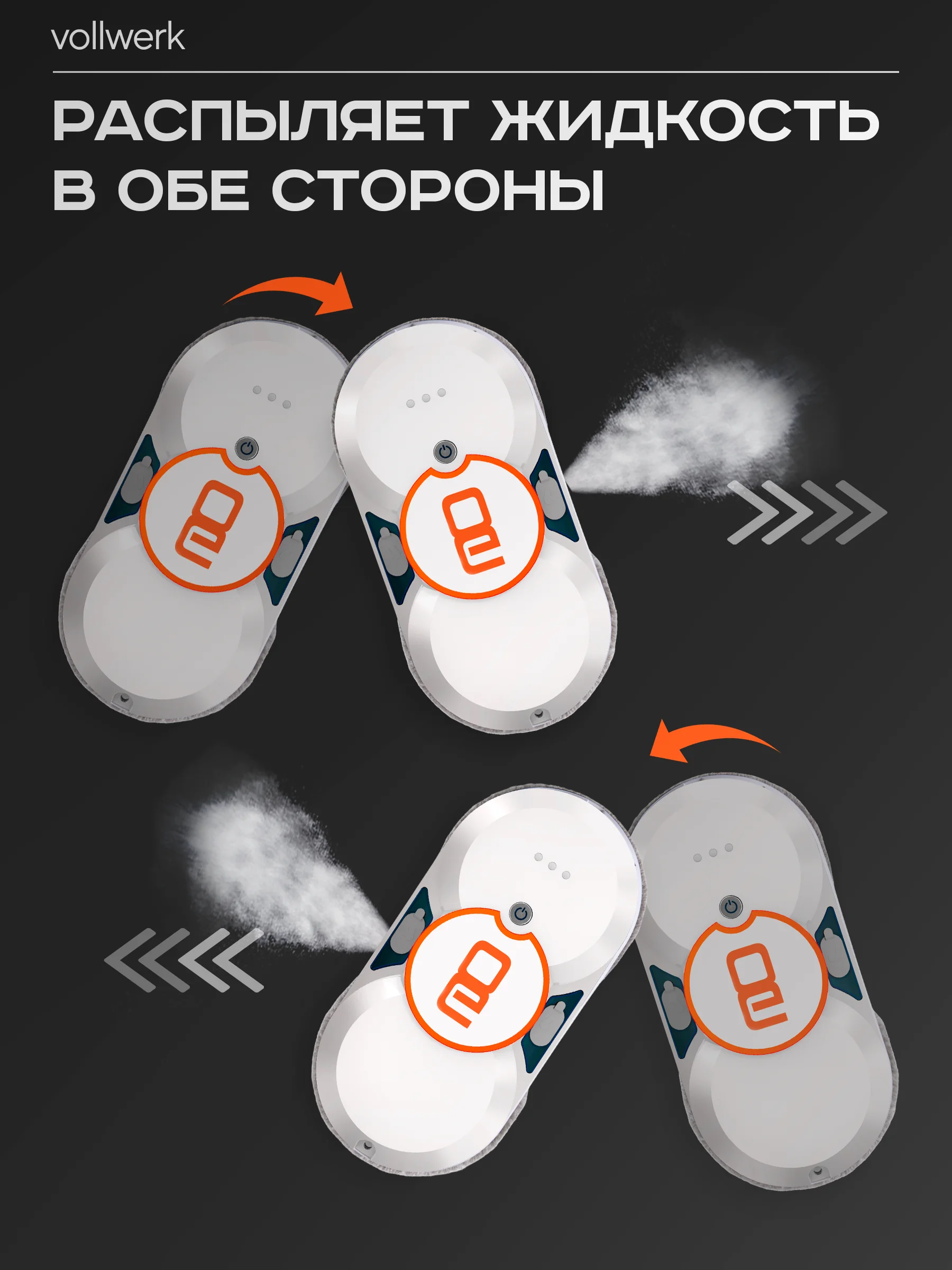 Робот-мойщик Vollwerk, с двойным распылением, 18 салфеток
