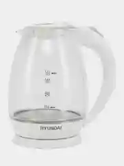 Чайник Hyundai HYK-G2409, белый, стекло, пластик, 1.7 л, 2200 Вт