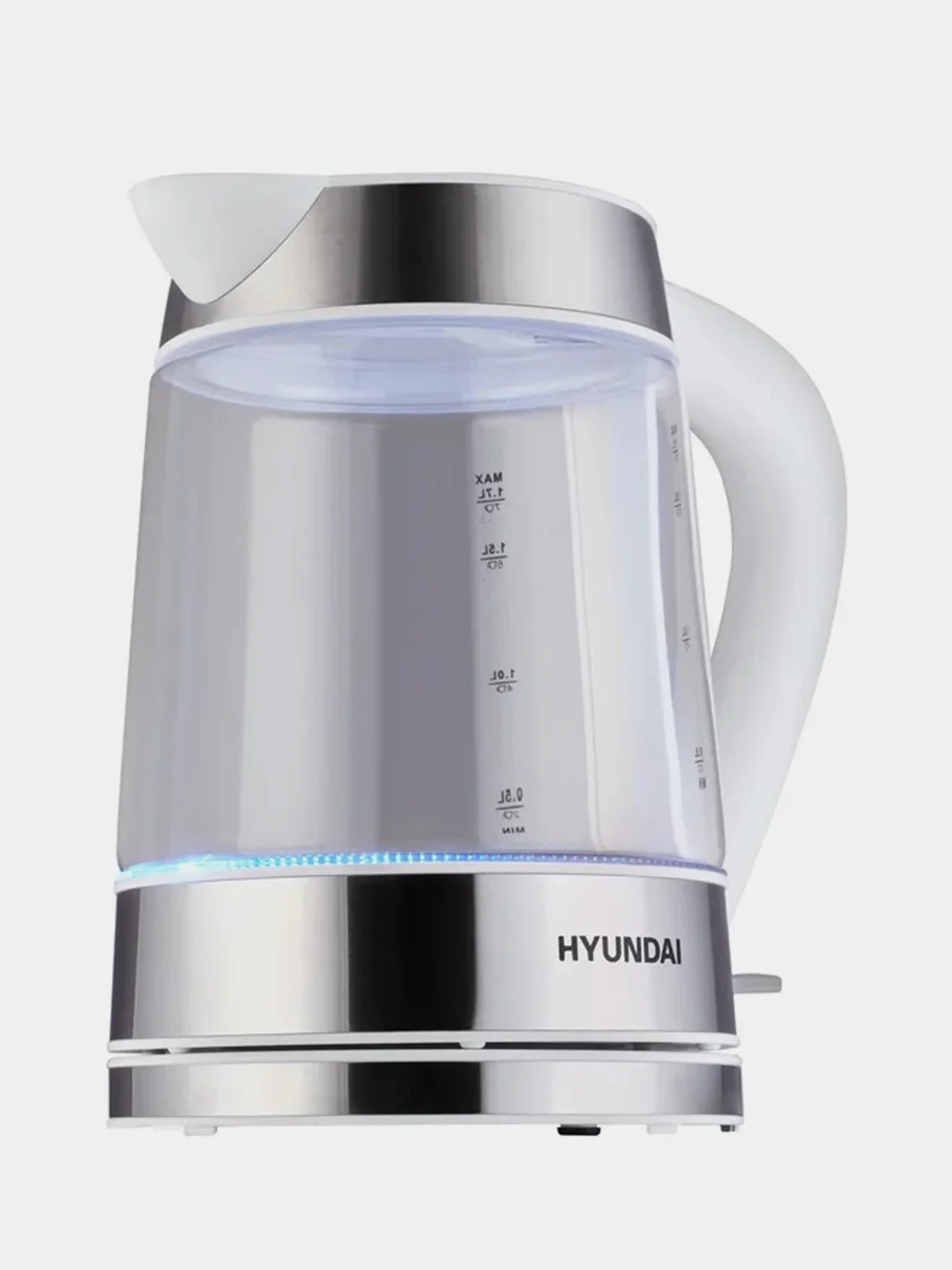 Чайник Hyundai HYK-G3606, 1.7л, 2200Вт, белый/прозрачный