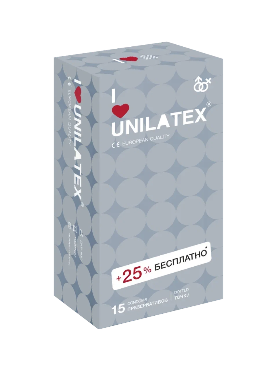 Презервативы UNILATEX Dotted, 12 штук + 3 штуки в подарок
