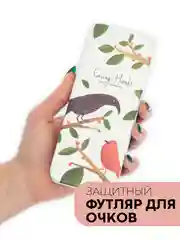 Лесной зеленый футляр чехол для очков КАРТОФАН, очечник с твёрдым корпусом и мягкой замшевой подкладкой