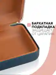 Лесной зеленый футляр чехол для очков КАРТОФАН, очечник с твёрдым корпусом и мягкой замшевой подкладкой