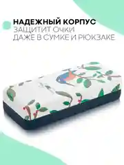 Зеленый футляр чехол для очков КАРТОФАН, очечник с твёрдым корпусом и мягкой замшевой подкладкой