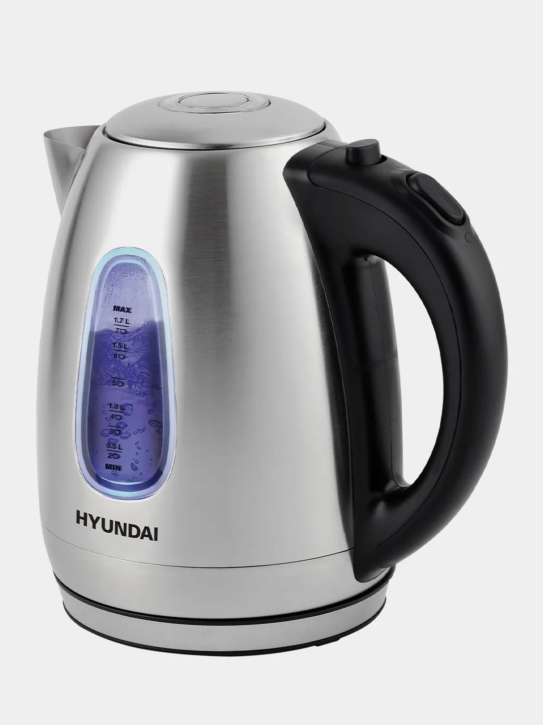 Чайник Hyundai HYK-S2402, 1.7л, 2200Вт, серебристый матовый/черный