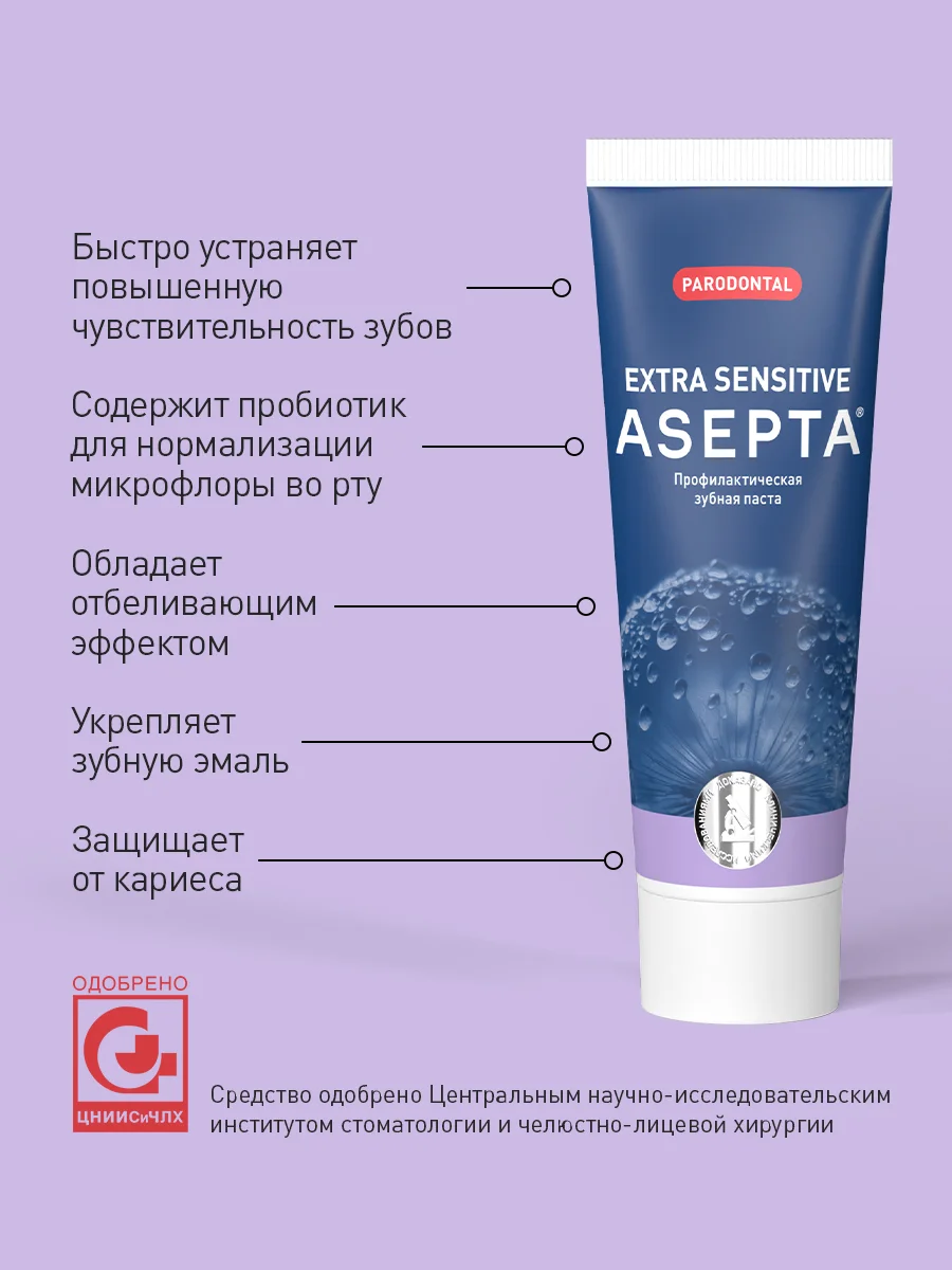 Зубная паста для чувствительных зубов Асепта Extra Sensitive, 75мл