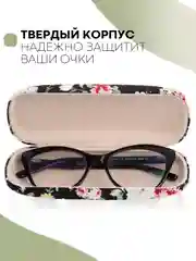 Черный футляр чехол для очков КАРТОФАН, очечник с твёрдым корпусом и мягкой замшевой подкладкой