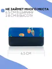 Синий футляр чехол для очков КАРТОФАН, очечник с твёрдым корпусом и мягкой замшевой подкладкой