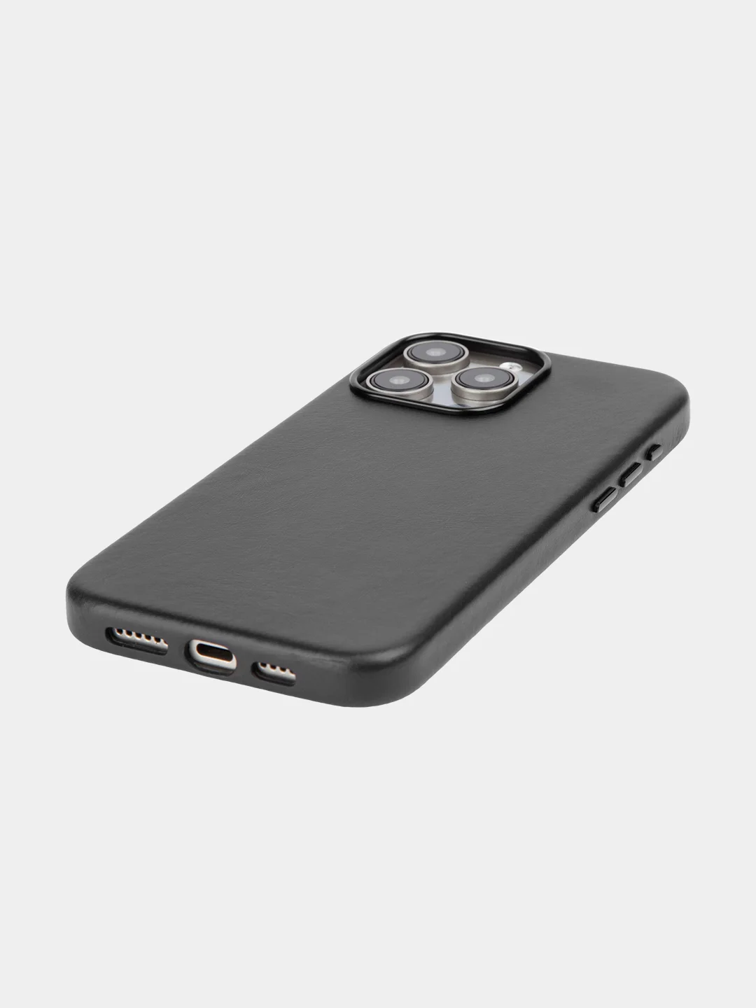 Синий чехол MagSafe для iPhone 15 Pro, Max, Plus натуральная кожа ROSCO с защитой камер магнитом